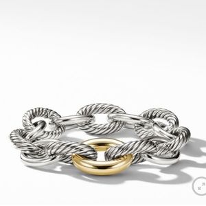 David Yurman extra Large oval link bracelet with one gold link